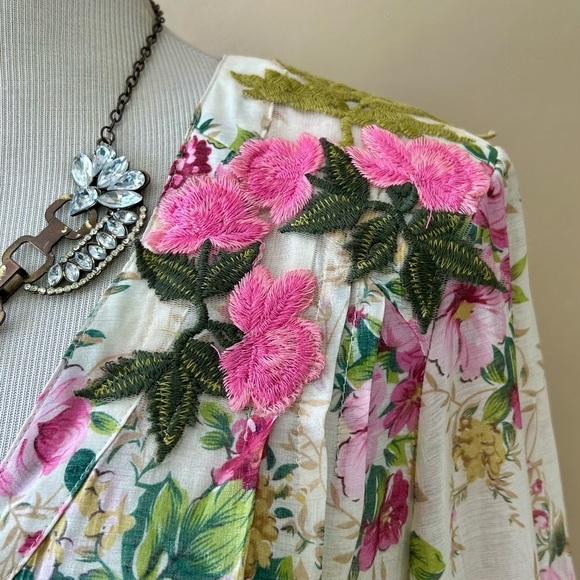 Aratta Silvent Journey Softness Floral Embroidered Maxi Dress V-Neck Size S - Picture 7 of 12